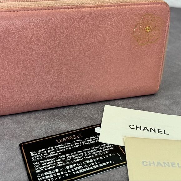 Chanel Pink Camelia Zippy Leather Long Wallet - Picture 14 of 14